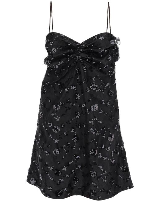 Ganni Black Mini -Kleid mit Pailletten