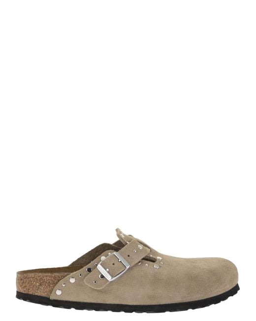 Birkenstock Brown Boston Rivet – Suede Leather Clog With Studs