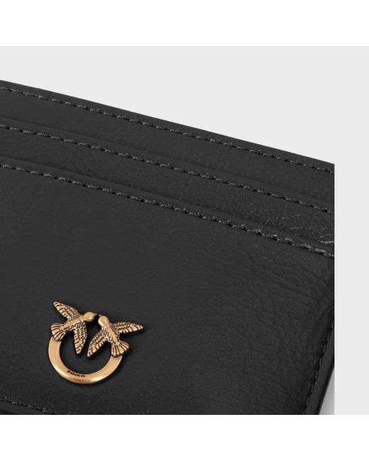 Pinko Black Leather Card Holder With Logo