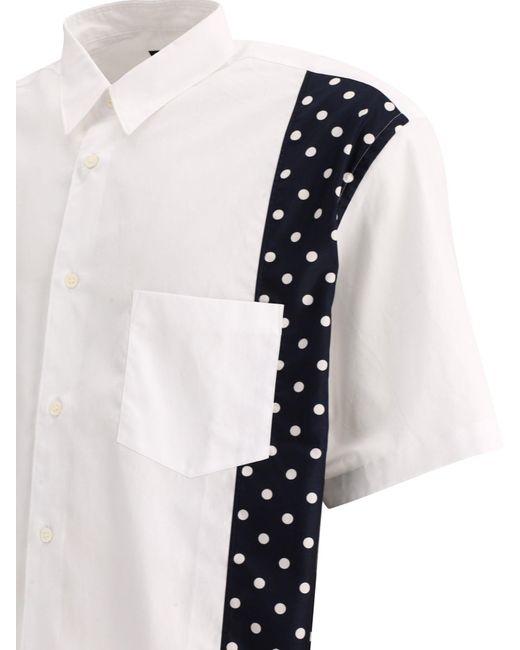 Camisa con insertos de lunares Comme des Garçons de hombre de color White