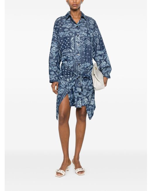 Emporio Armani Blue Cotton Chemisier Dress
