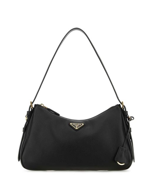 Prada Black Leather Medium Aimãe Shoulder Bag for men