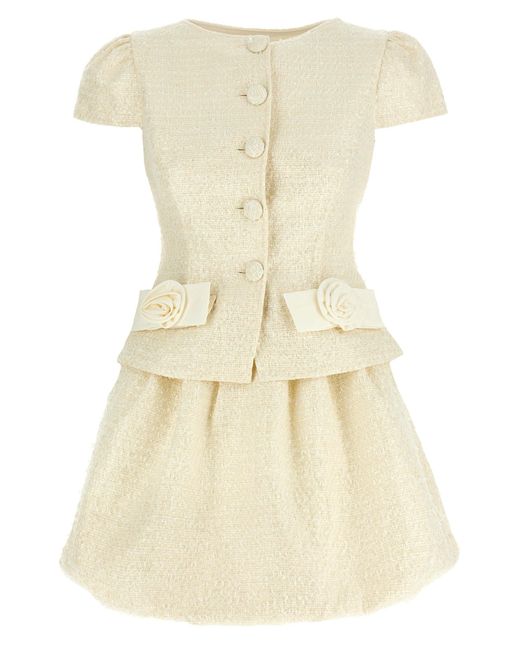 Self-Portrait Natural Self -Porträt 'Creme Boucle Bug Detail Mini' Kleid