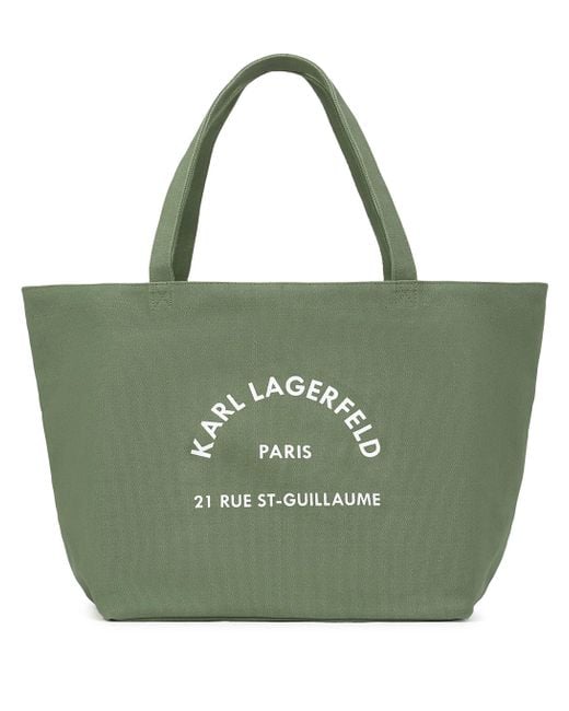 Shopper Cotone Verde Olio di Karl Lagerfeld in Green