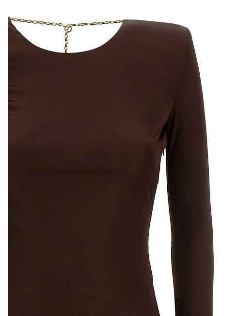 Elisabetta Franchi Brown Mermaid Evening Dress