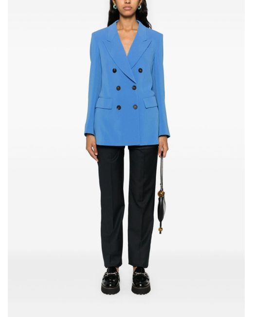 Alberto Biani Double Breasted Cady Jacket in het Blue