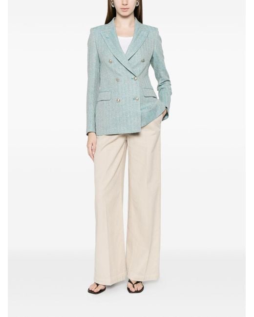 Via Masini 80 White Cotton Wide Leg Trousers