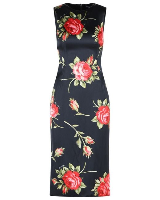 Dolce & Gabbana White 'Bouquet Di Rose' Viscose Dress