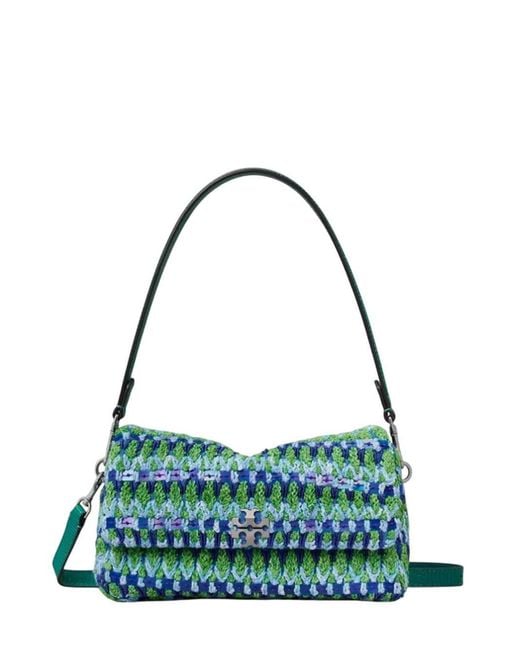Tory Burch Green Small Charlie Beaded Crossbody Bag