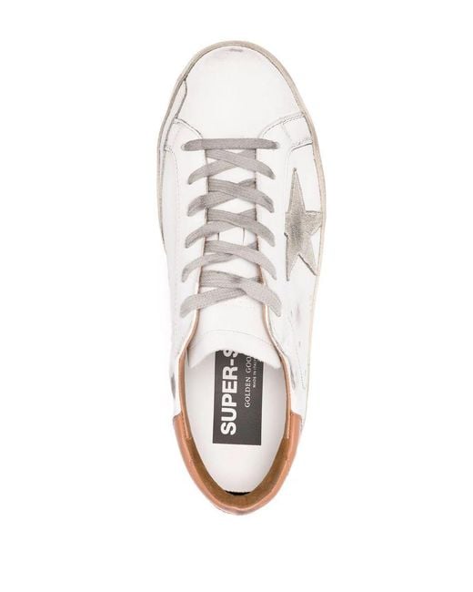 Golden Goose Deluxe Brand White Super Star Leather Upper And Heel Suede Star And Heel