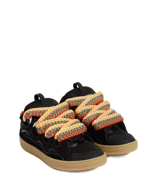 Lanvin Black Sneakers With Patterned Laces