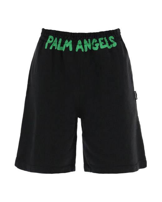 Palm Angels Green Sporty Bermuda Shorts With Logo