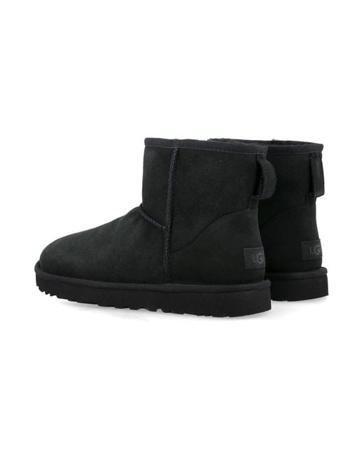 Ugg Black Classic Mini Ii Suede Boots With Shearling Lining