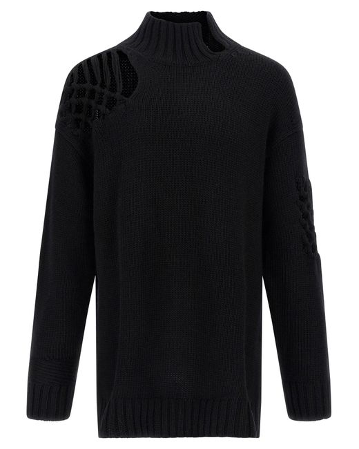 Yohji Yamamoto Blue Macramé Insert Sweater for men