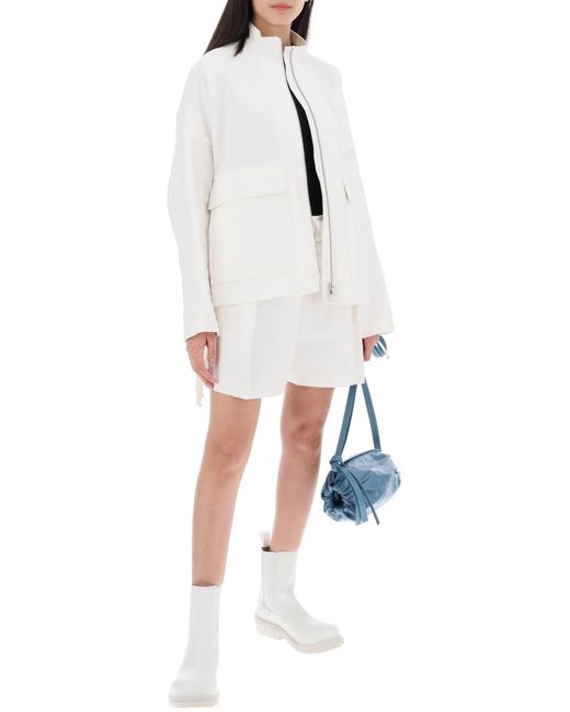 Jil Sander Cotton Bermuda Shorts Met Verwijderbare Riem in het White