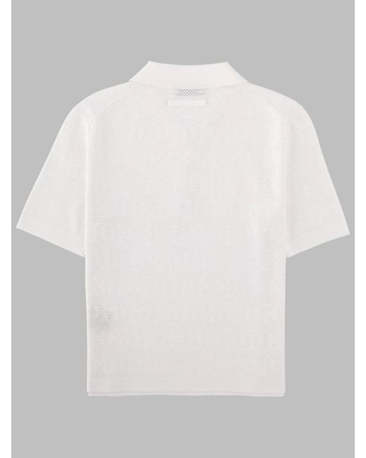 Tory Burch White Pointelle Viscose Polo Shirt