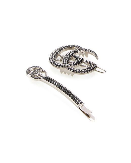 Gucci White Metal Hair Clips Set