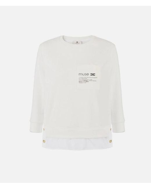 Sweat-shirt avec les détails de la poplin Elisabetta Franchi en coloris White