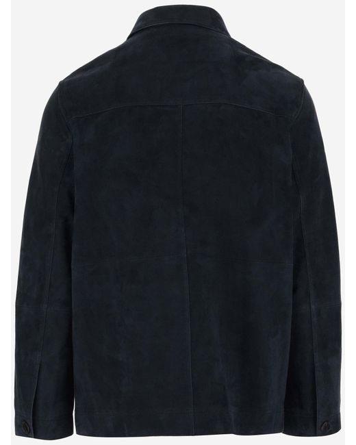 Yves Salomon Blue Suede Jacket for men