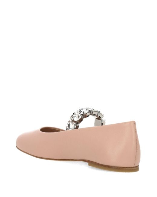 Casadei Crystal Ballet Flats Met Kristalarmband in het Pink