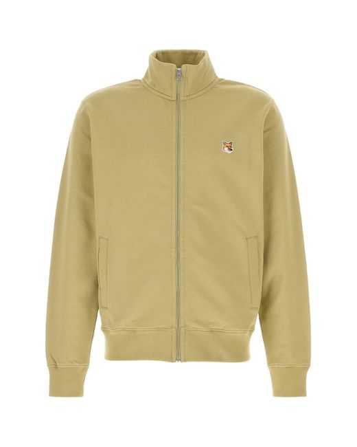 Maison Kitsuné Yellow Zip-Up Sweatshirt for men