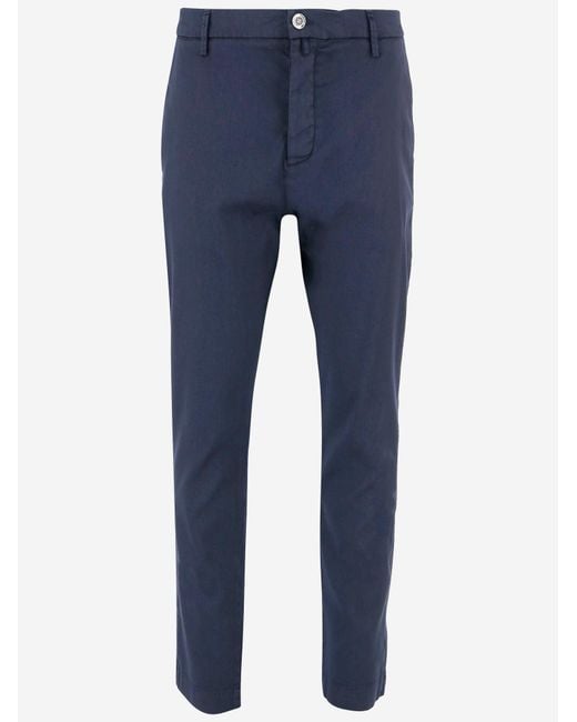 Jacob Cohen Blue Stretch Cotton And Linen Trousers