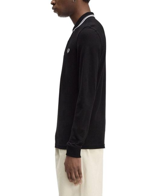 Fred Perry Black Double Line Polo Shirt