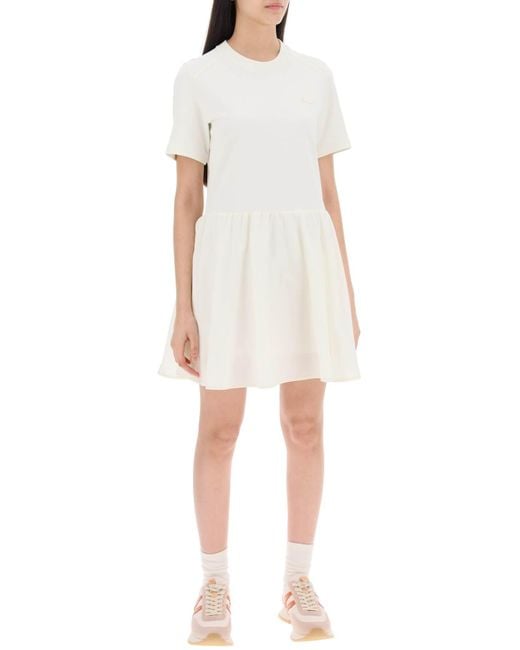 Moncler Two Tone Mini Dress Met in het White