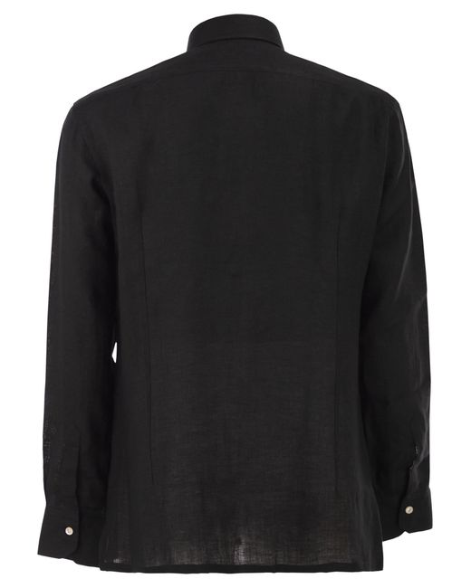 Kiton Black Tailored Linen Shirt for men