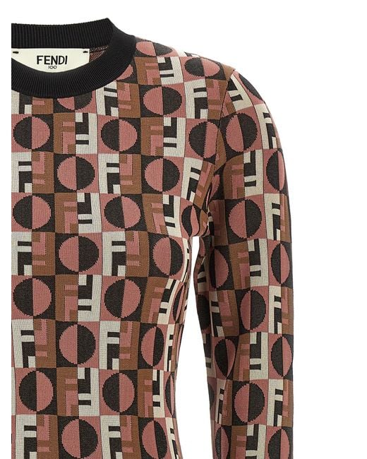 Fendi ' Optical' Jurk in het Multicolor