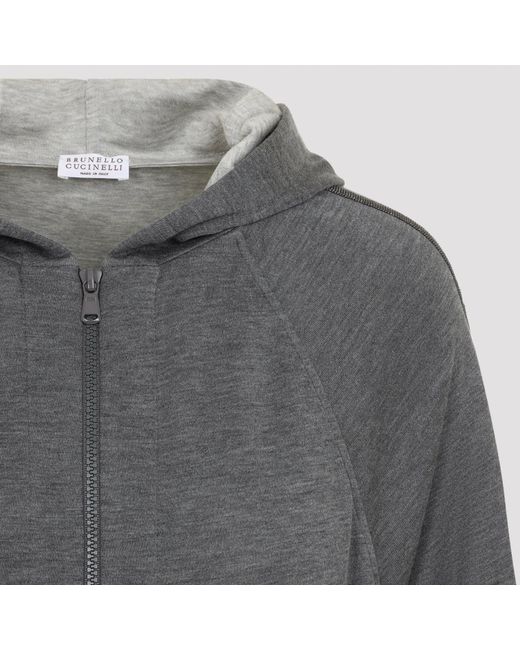 Brunello Cucinelli Gray Full Zip Monile Sweatshirt