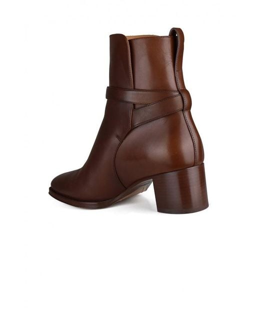 Ralph Lauren Brown Almond-Toe Leather Buckle Boots