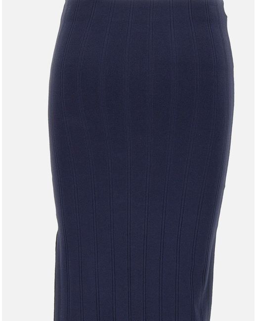 Remain Blue Marineblaue Midirock Mit Schlitz