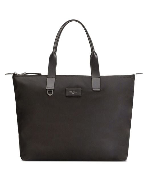 Dolce & Gabbana Black Shopper Mit Logo-Schild