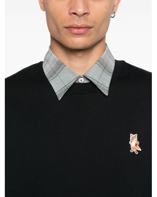 Maison Kitsuné Wide Leg Broek in het Black