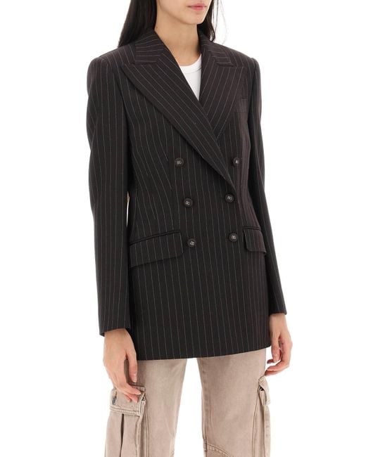 Pinstriped Turlington Jacket Dolce & Gabbana en coloris Black