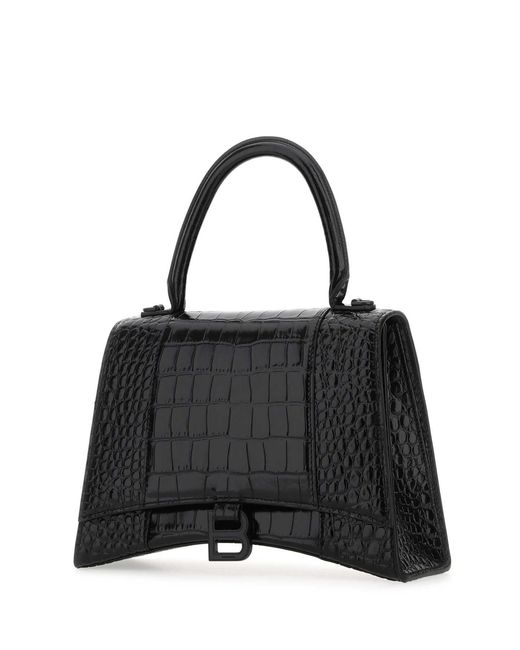 Balenciaga Black Leather Hourglass Handbag