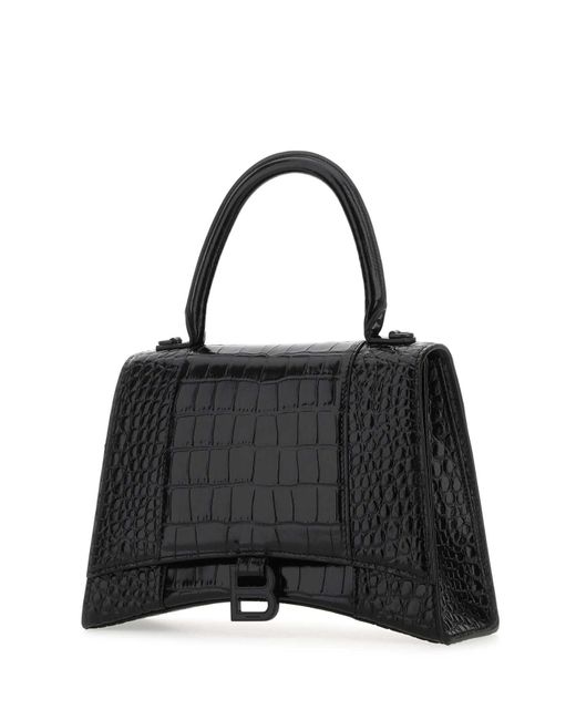 Balenciaga Black Leather Hourglass Handbag