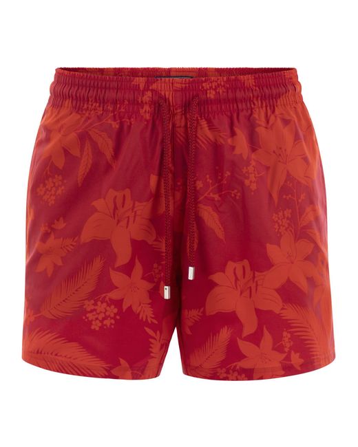 Vilebrequin Moorise Patterned Short Beach Shorts in het Red voor heren