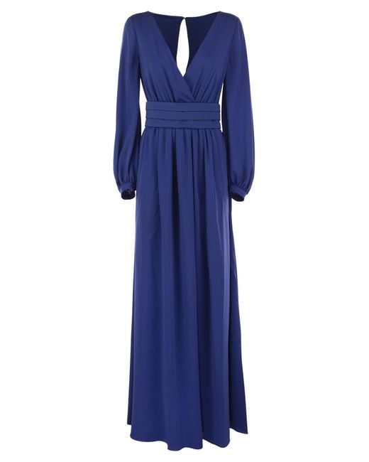 Max Mara Blue Tasca Silk Georgette Kleid