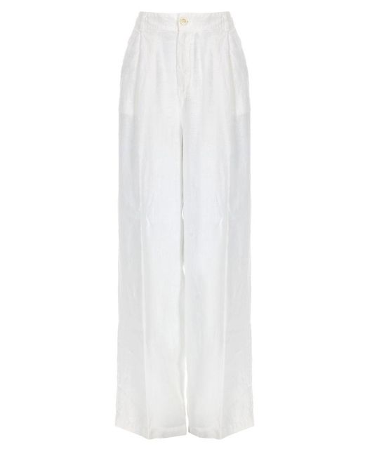 120% Lino White Pantalone