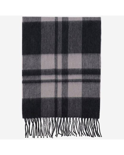 Alex Begg Black Cashmere Scarf With Check Pattern for men