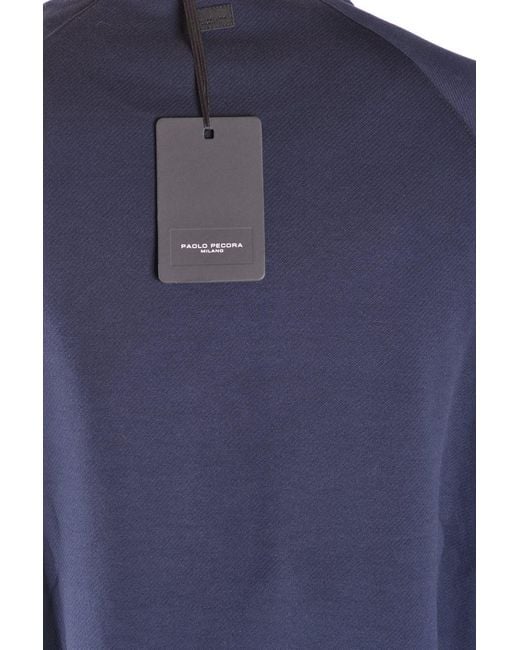 Paolo Pecora Blue Cotton Sweatshirt for men
