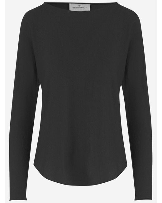 Bruno Manetti Black Linen And Cotton Sweater