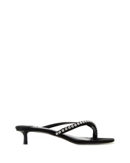 Jimmy Choo White Black Nappa Leather And Satin Dila 35 Mules
