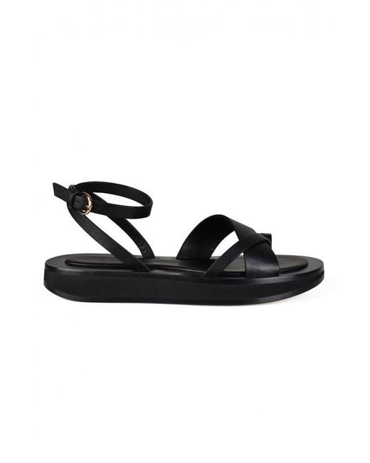 Co. Black Strappy Leather Flat Sandals