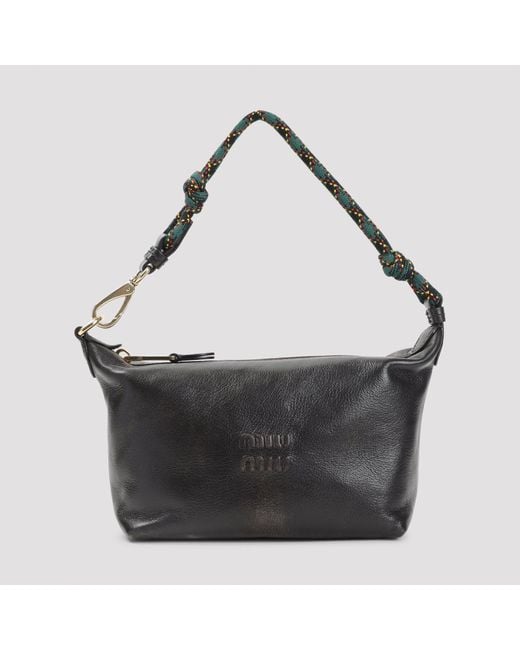 Miu Miu Black Mini Pouch Handbag With Distinctive Design (W:18.5Cm H:14Cm D:10Cm)