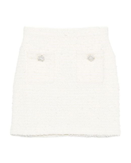 Self-Portrait Verfraaide Tweed Rok in het White