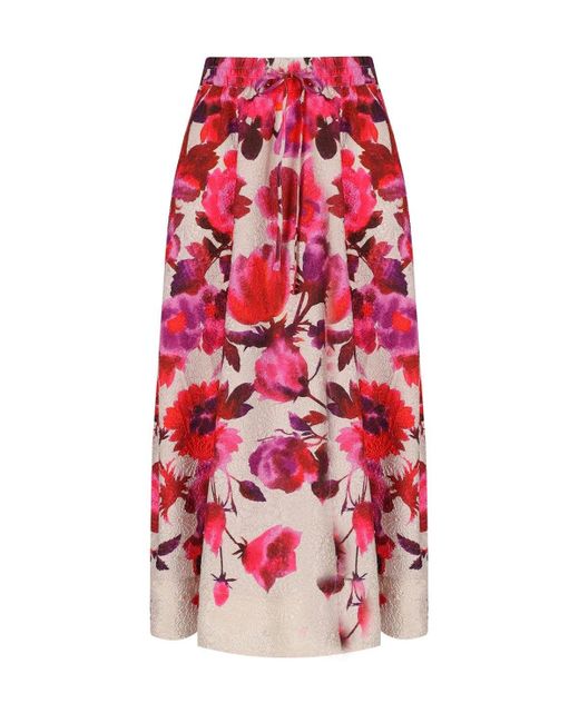 Essentiel Antwerp Red Harbour Floral Midi Skirt