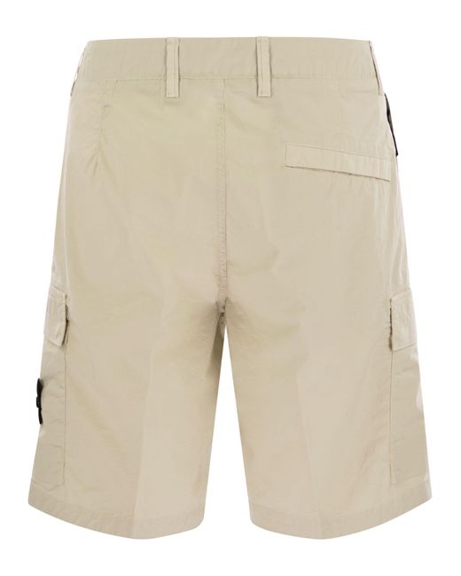 Stone Island Natural Stretch Cotton Canvas Bermuda Shorts for men